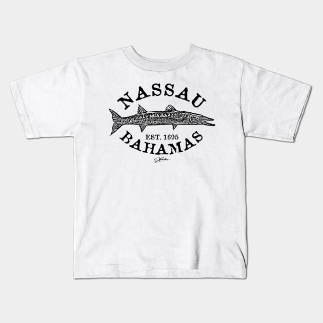 Nassau, Bahamas, Great Barracuda Kids T-Shirt by jcombs